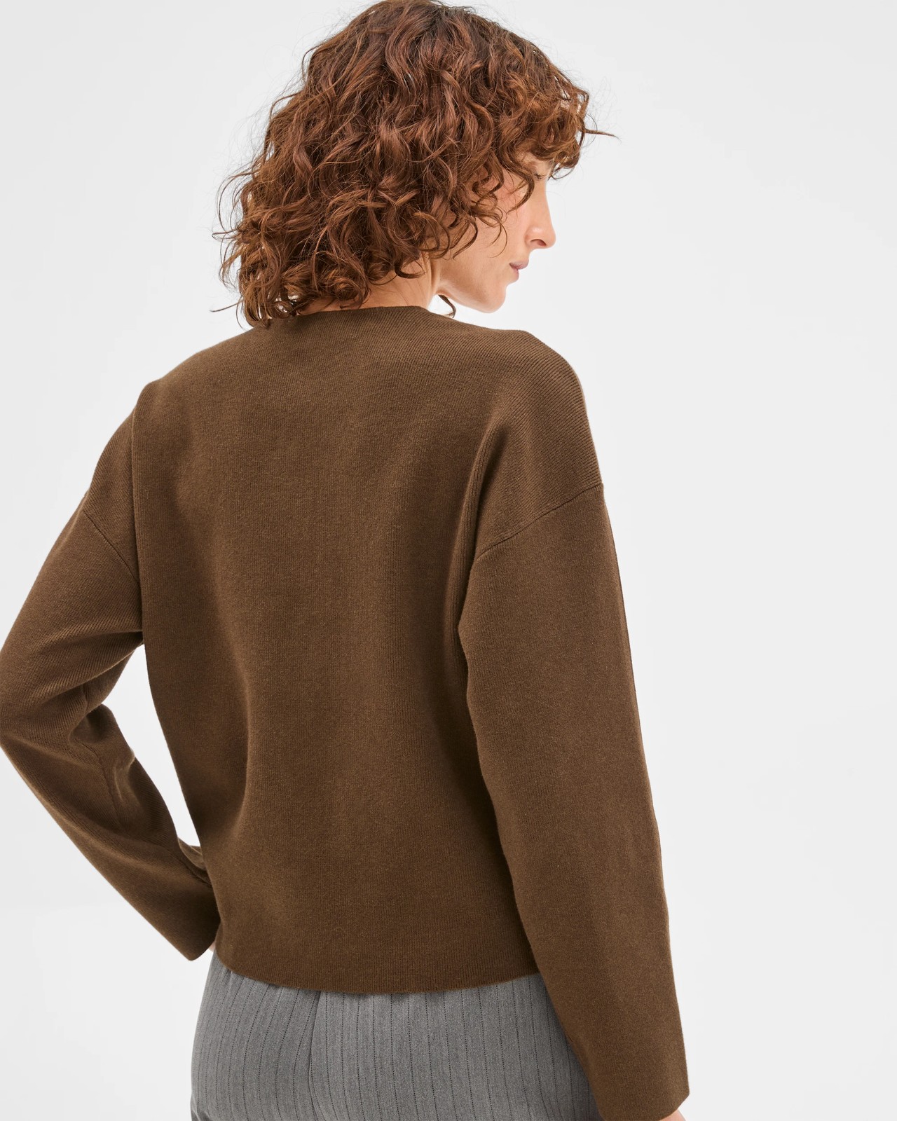 Preview Australian Cotton Blend Polished V-Neck Jumper - Olive 5 of 5