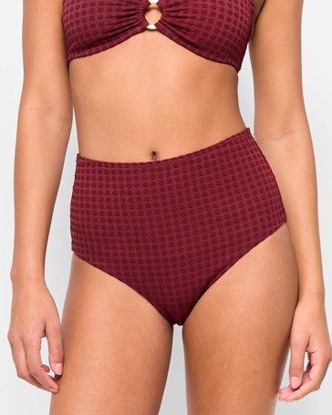 High Waisted Textured Spot Bikini Bottoms - Shape Your Body