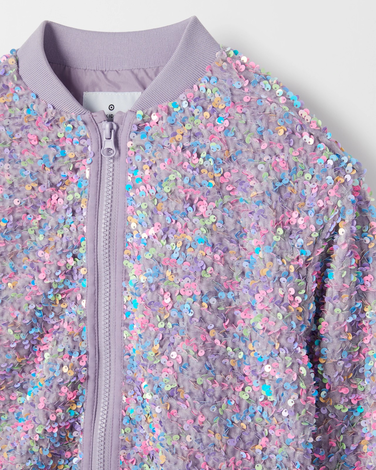 Sequin Long Sleeve Bomber Jacket - Rainbow 2 of 2