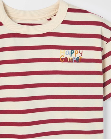 Australian Cotton Oversized Embroidered Stripe T-Shirt