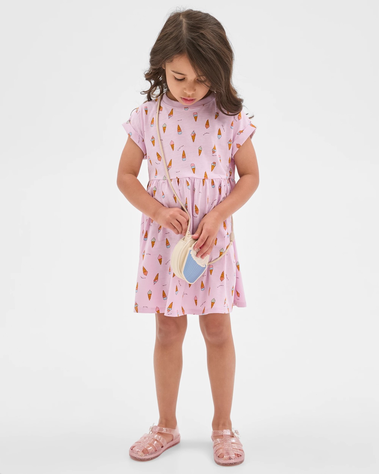 Australian Cotton Knit Dress - Purple Ice Cream AOP 3 of 6