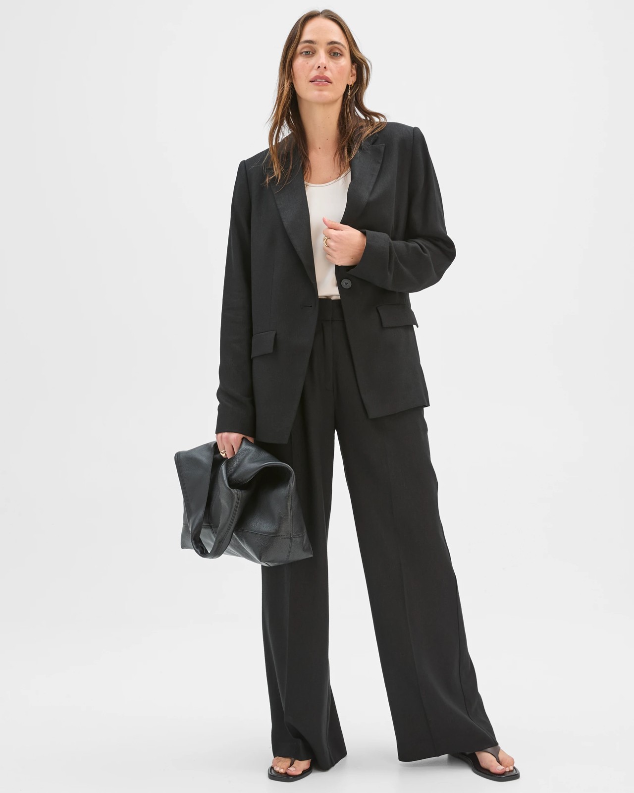Preview Tailored Wide Leg Pants - Black 5 of 5