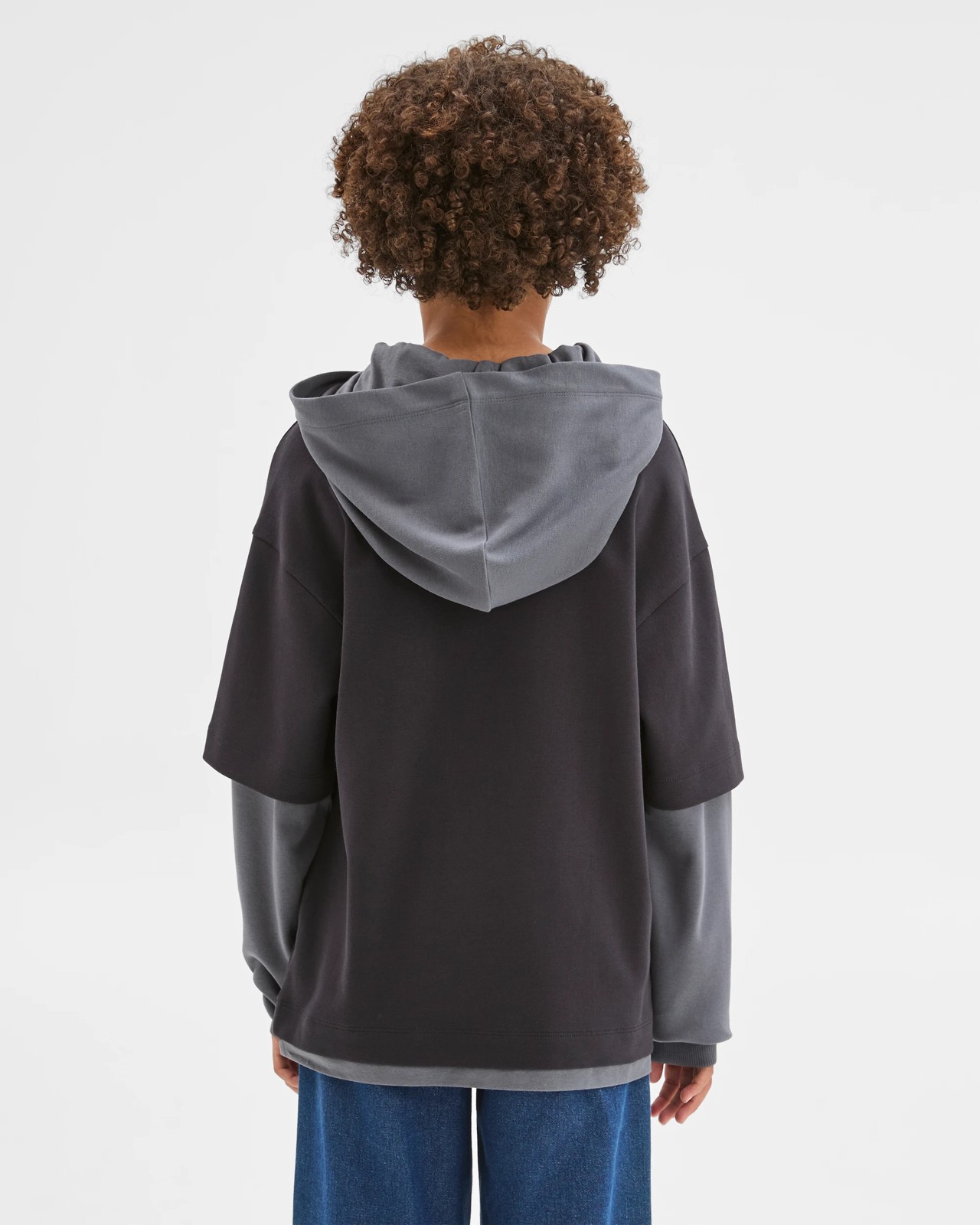 Australian Cotton Blend Long Sleeve Hooded T-Shirt - Black 4 of 6