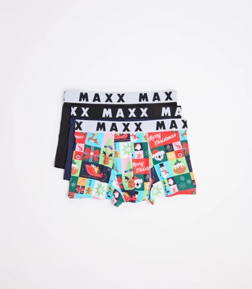 Maxx 3 Pack Microfibre Christmas Trunks