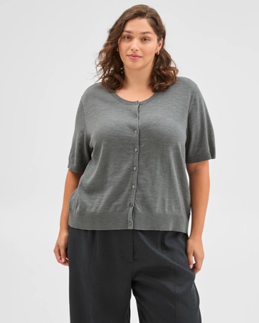 Plus Size Australian Cotton Blend Short Sleeve Cardigan