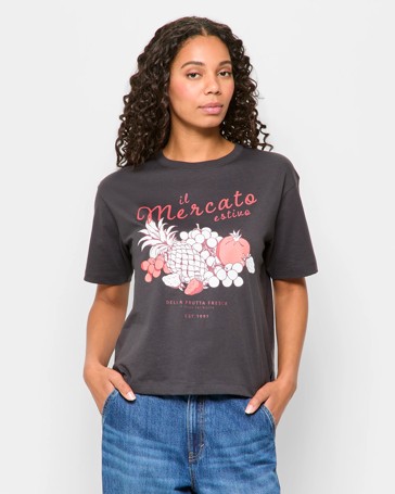 Australian Cotton Step Hem Boxy Crop T-Shirt