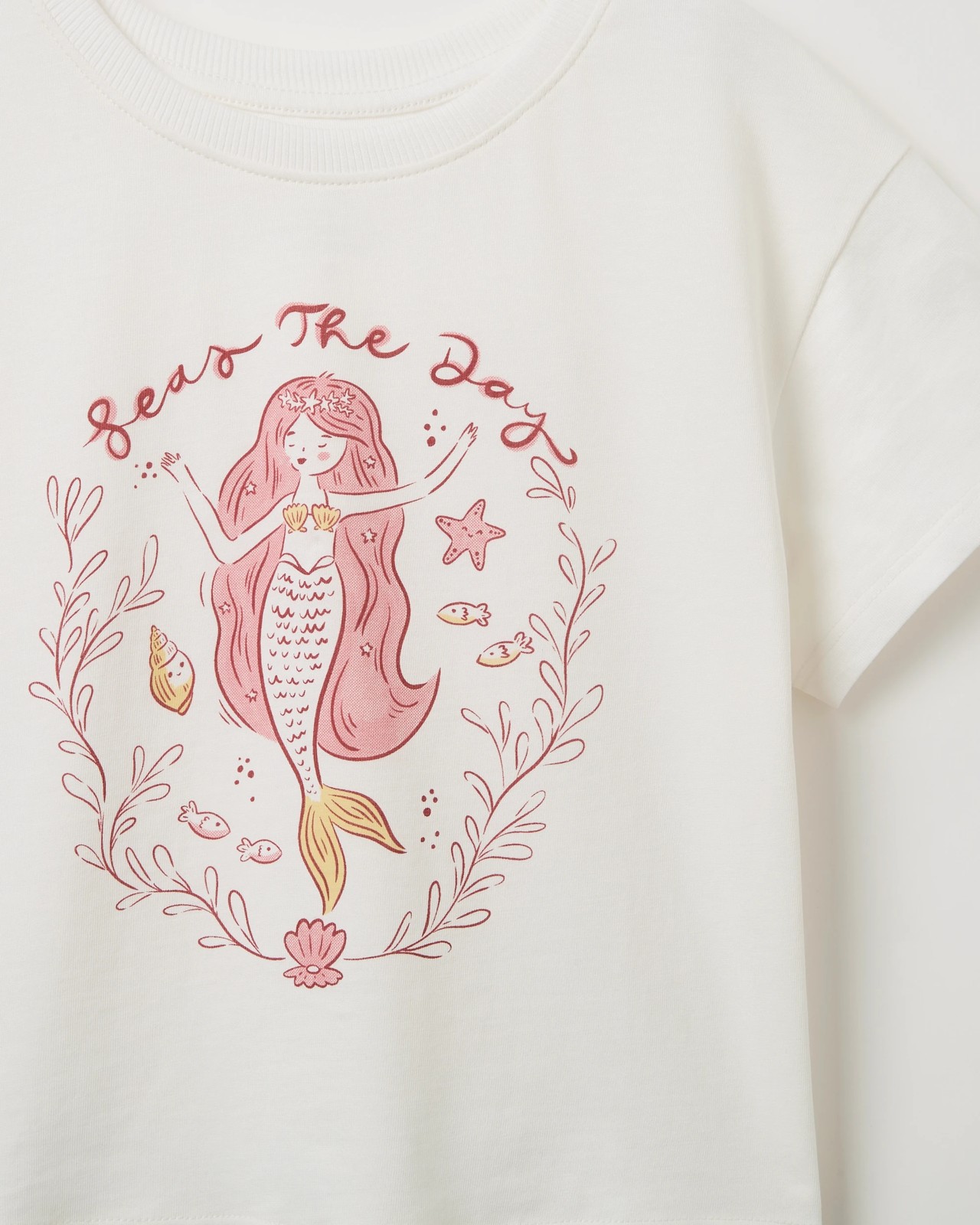 Australian Cotton Oversized T-Shirt - Mermaid Placement White 6 of 6