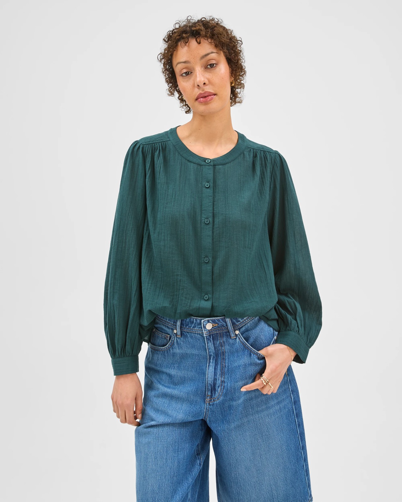 3/4 Sleeve Femme Print Blouse - Ponderosa Pine 2 of 5