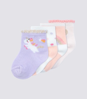 Underworks Baby Organic Cotton Mid Crew socks 4Pk - Pink