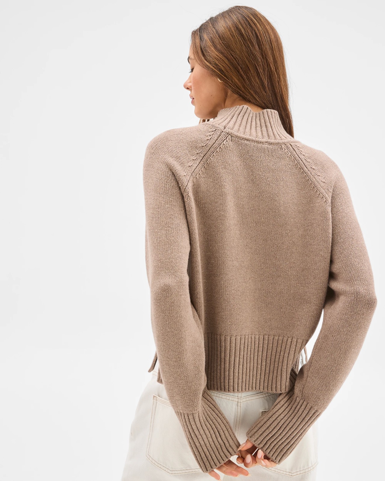 Lily Loves Australian Cotton Blend High Neck Knit Jumper - Cocoa Marle 6 of 6