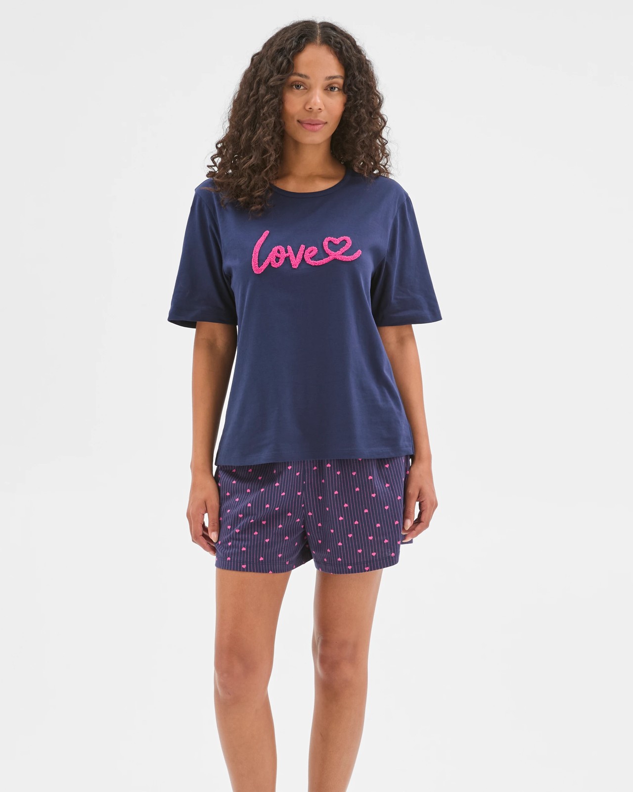 Australian Cotton Jersey Sleep T-Shirt - Heart Blue 3 of 5