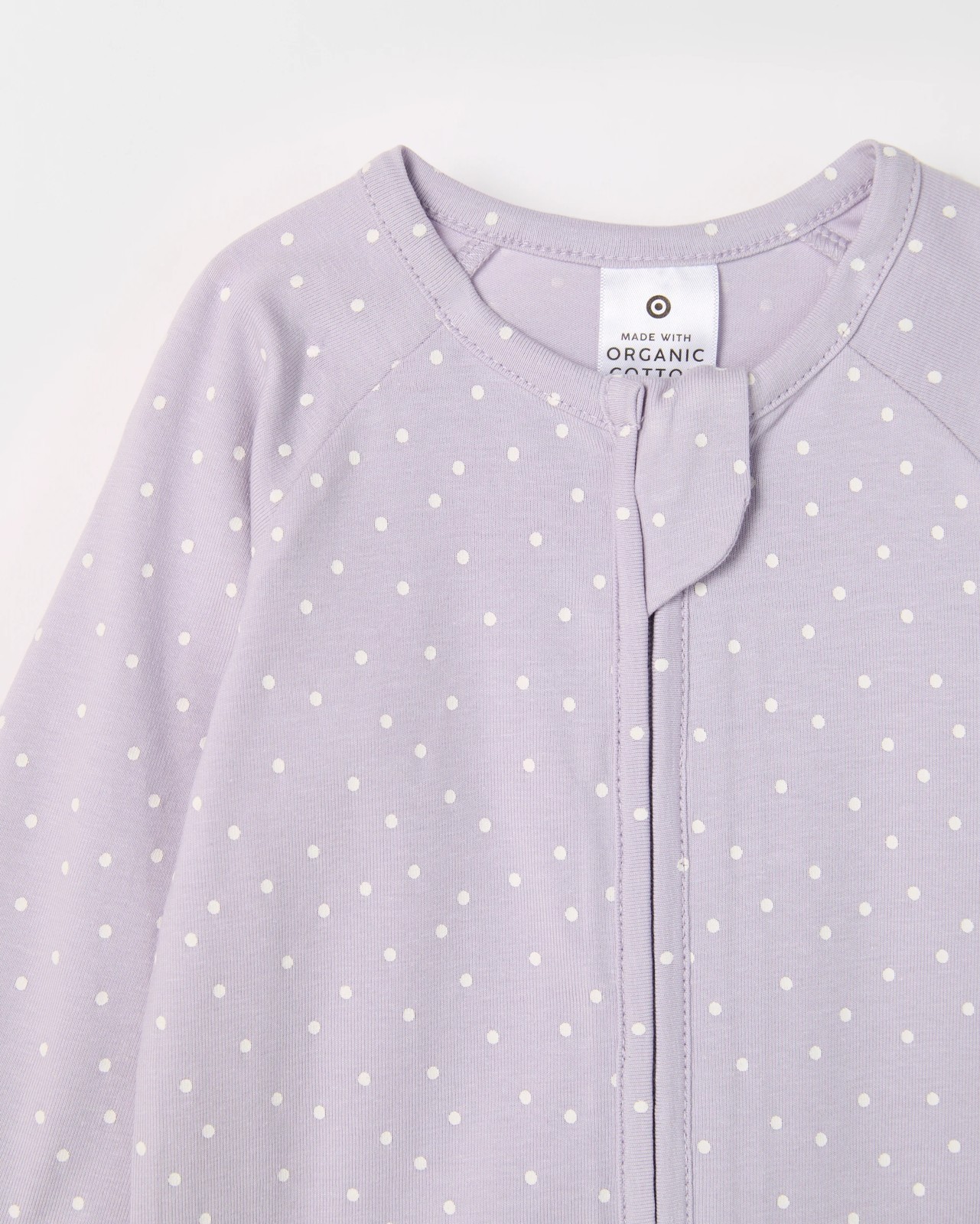 Baby Organic Cotton Zip Coverall - Spot Lilac 2 of 2