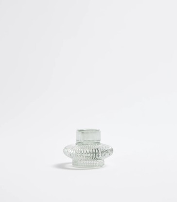Ribbed Glass Tealight & Taper Candle Holder