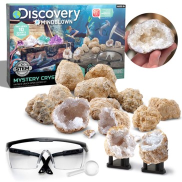 STEM Discovery #Mindblown Mystery Crystals 14 Piece Crack Open Geode Excavation Kit