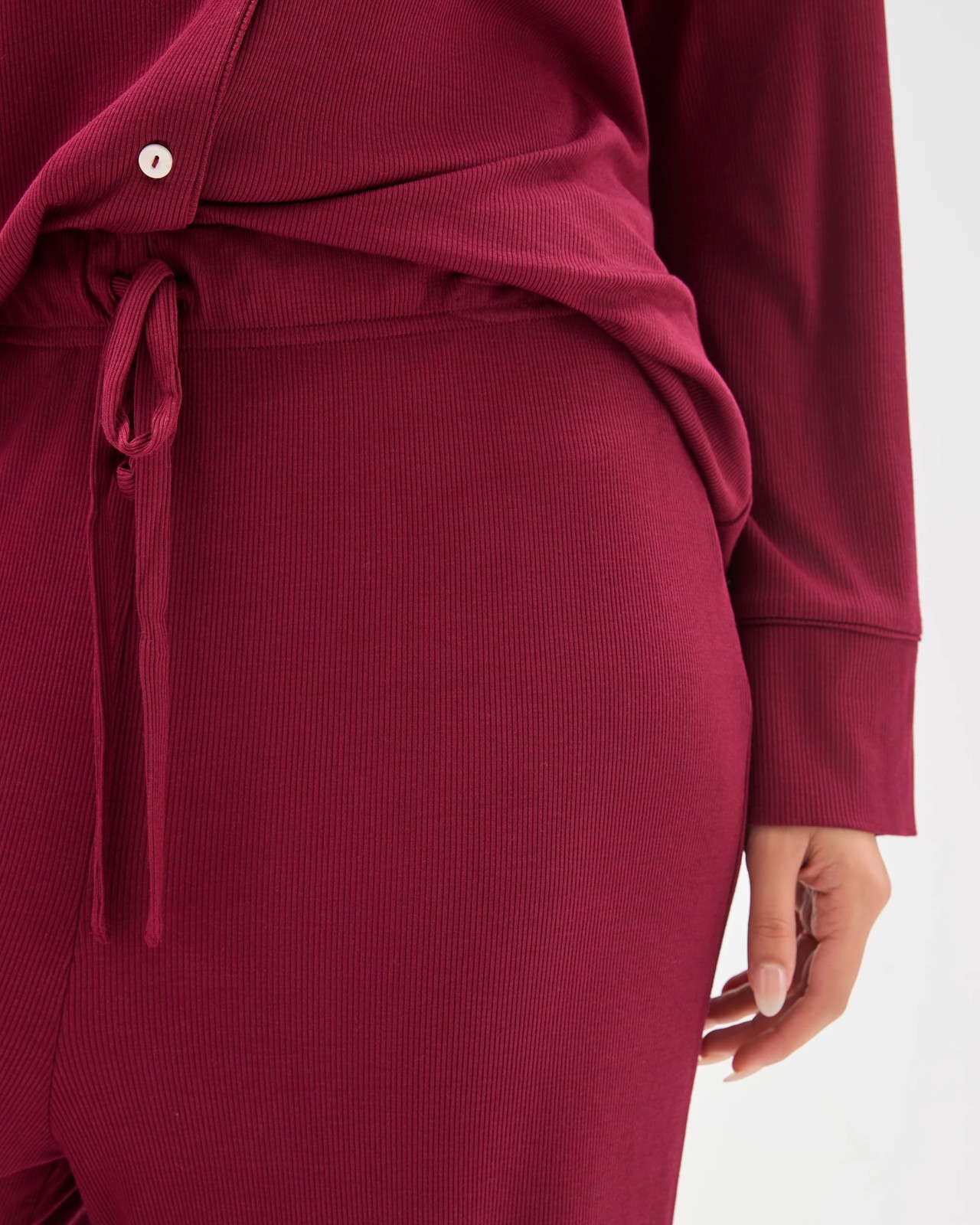 Rib Wide Leg Sleep Pants - Zinfandel 5 of 5