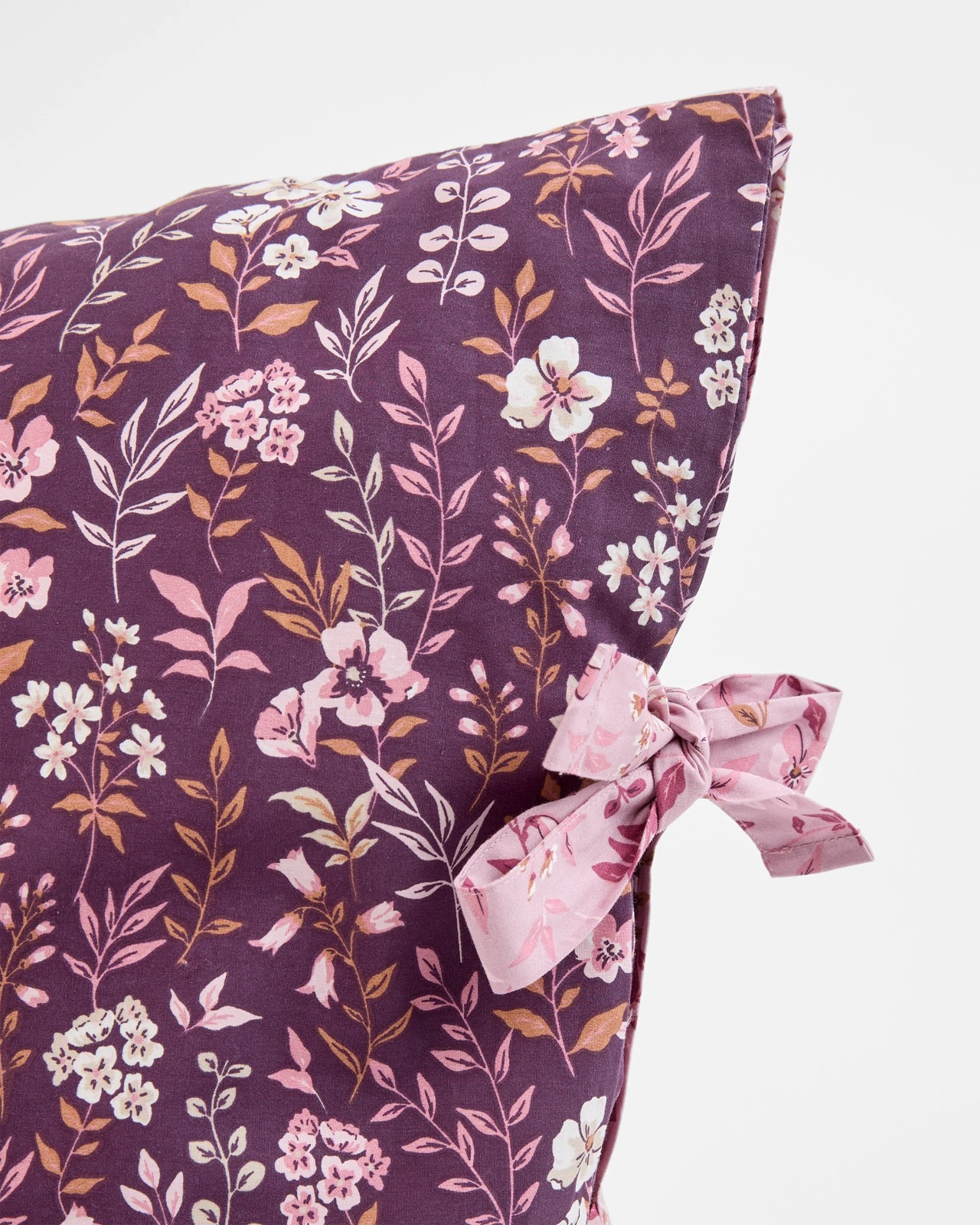 Raina Floral Australian Cotton Pillowcase - Blackberry 2 of 5