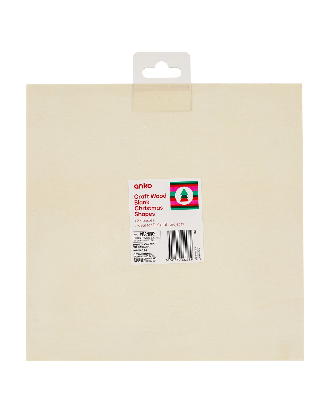 Anko 27 Piece Craft Wood Blank Christmas Shapes 3 of 3