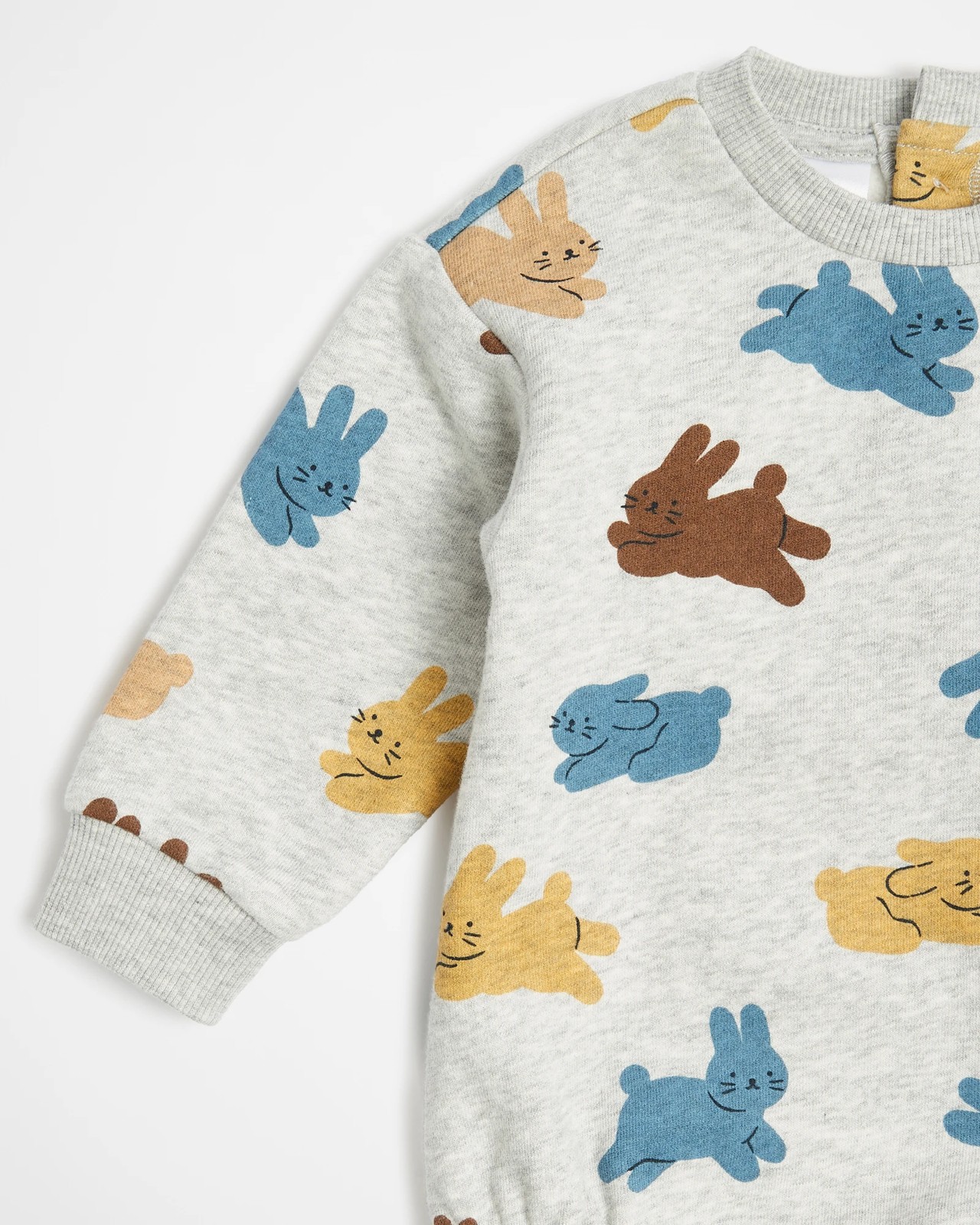 Baby Organic Cotton Print Fleece Bodysuit - Bunnies 3 of 6