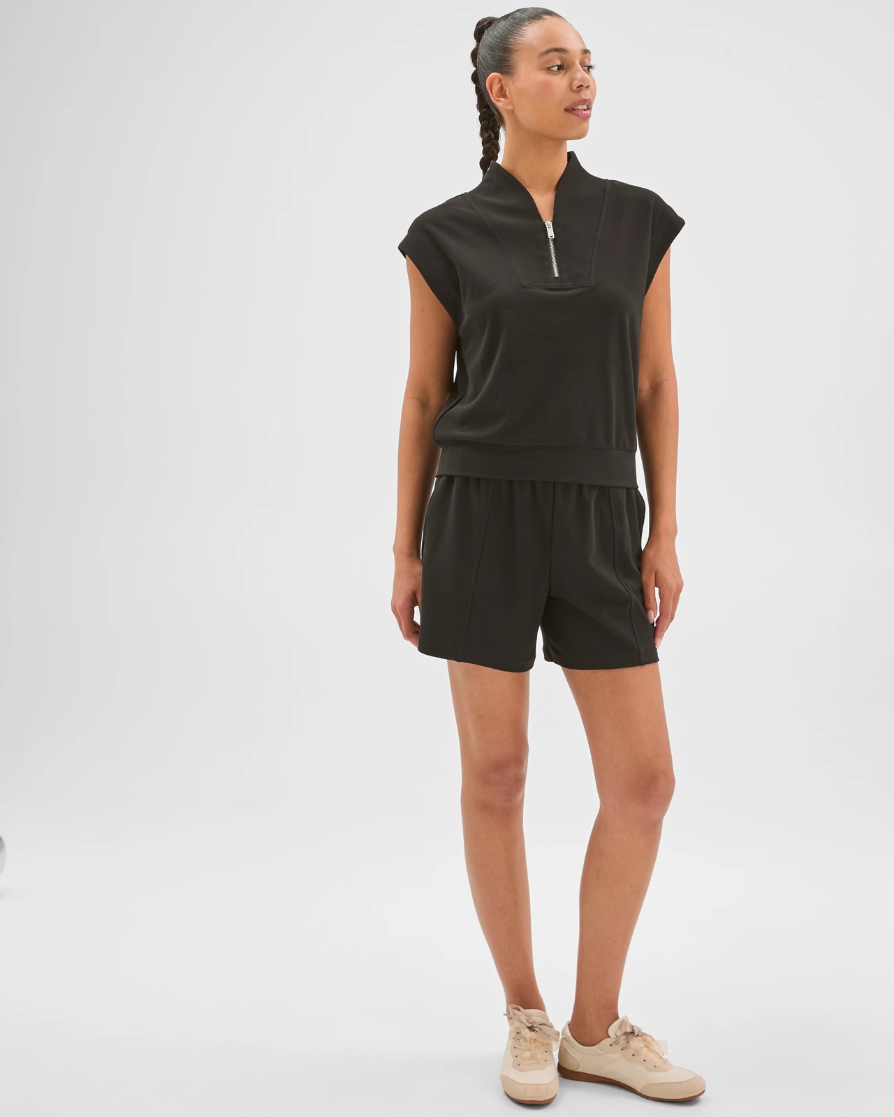 Active Sporty 1/4 Zip Pique Top - Black 2 of 5