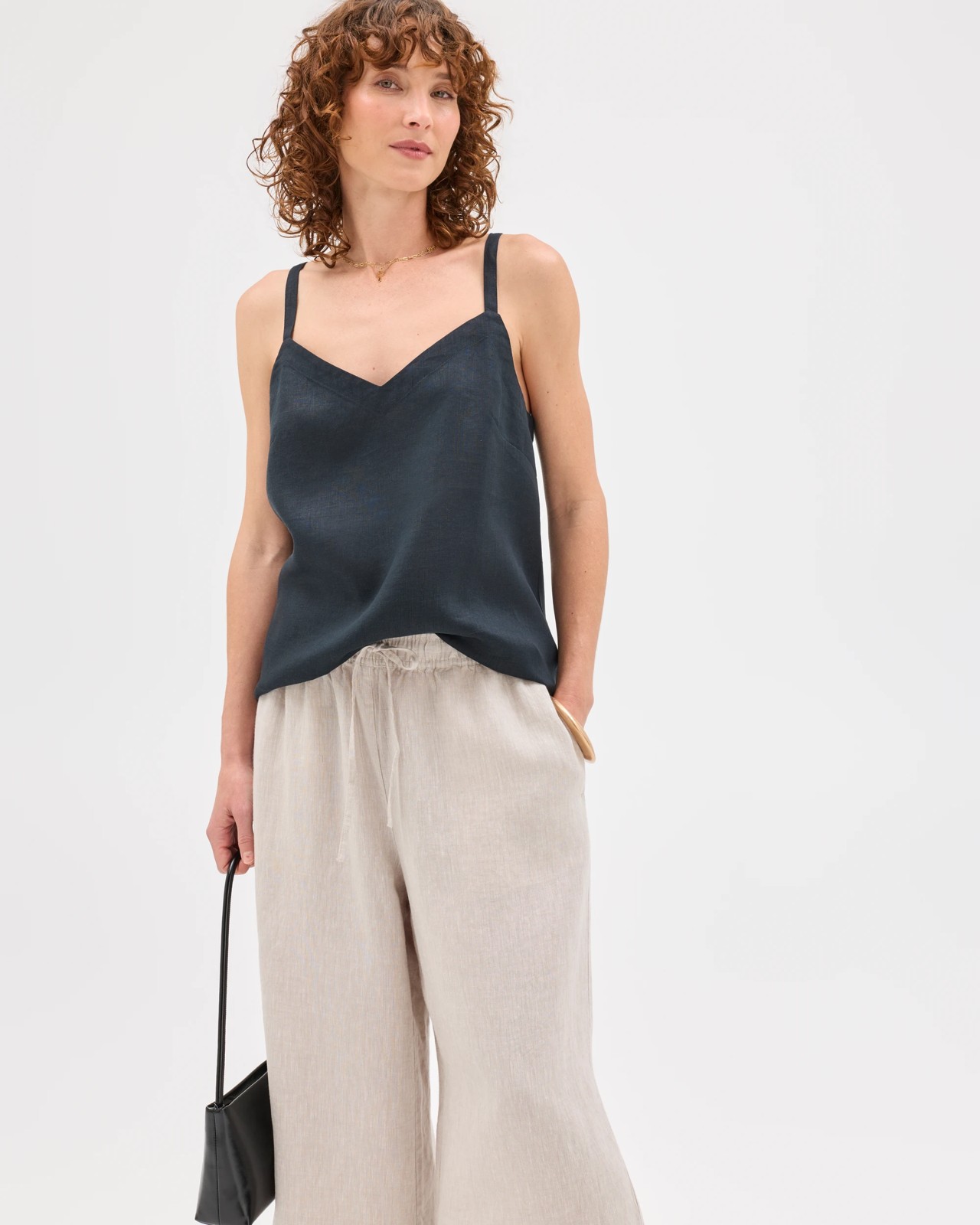 European Linen Cropped Pants - Flax 4 of 5