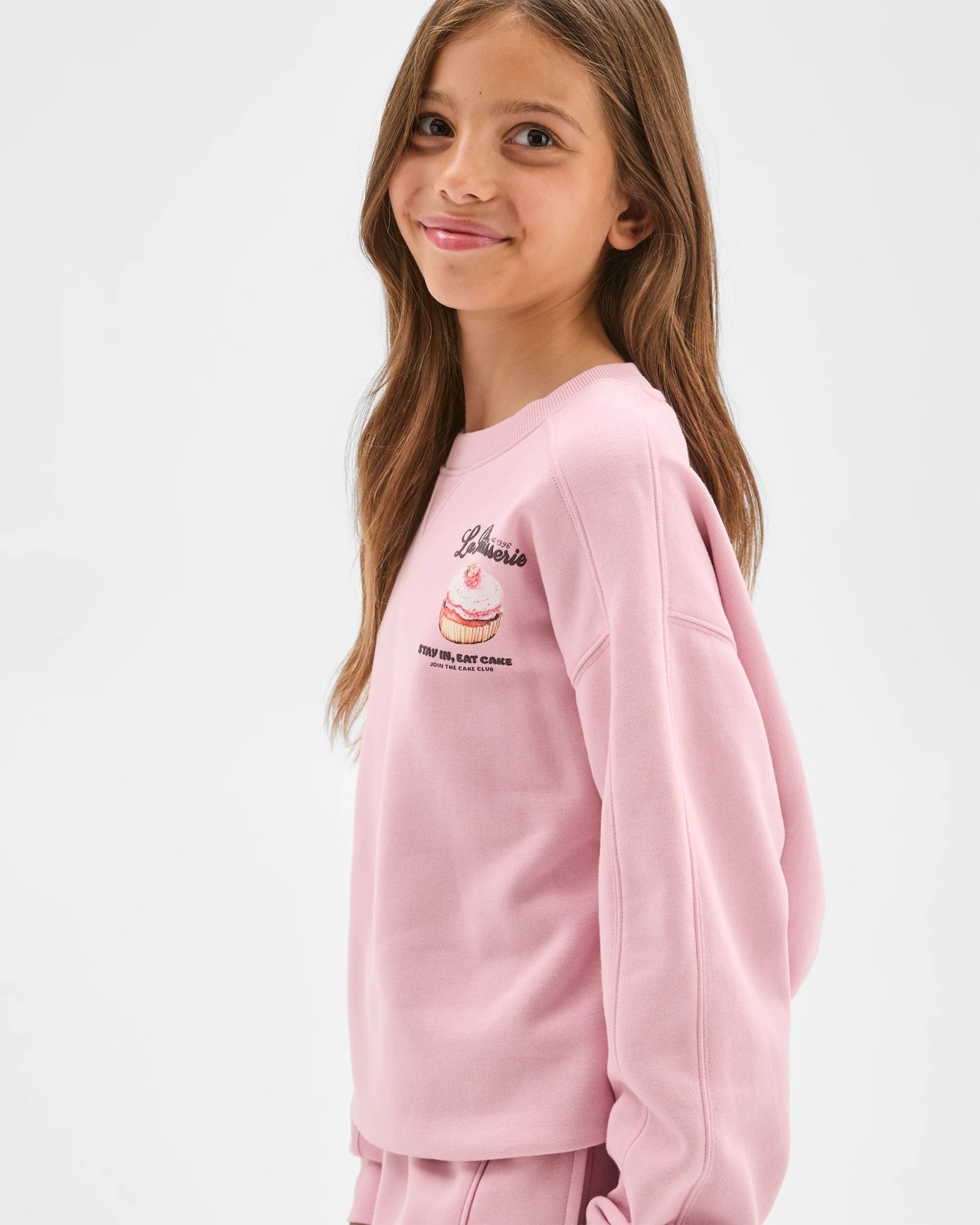 Australian Cotton Blend Long Sleeve Fleece Sweat Top - Bleached Mauve 3 of 6