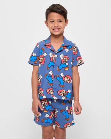 Super Mario Cotton Button Thru Pyjama Set