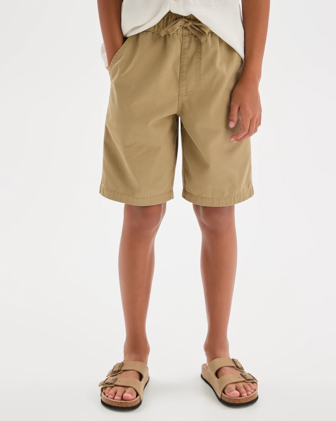Elastic Waist Chino Shorts - Neutral 3 of 5