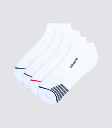 Underworks Mens 4 Pack Sport Low Cut Sock - White