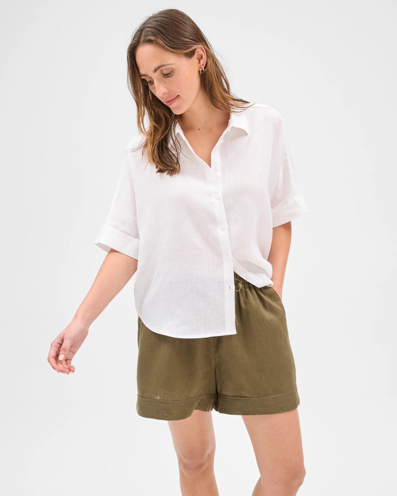 European Linen Short Sleeve Shirt - White 3 of 6