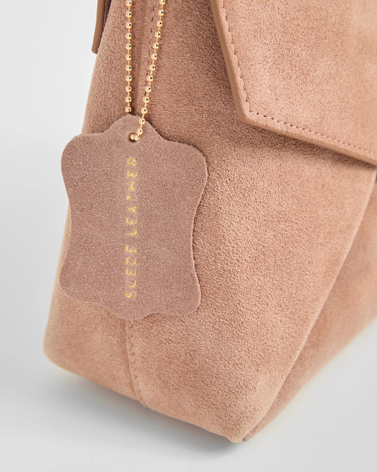 Premium Suede Leather Envelope Crossbody Bag - Pink Salt 3 of 4
