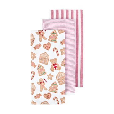 3 Pack Gingerbread Tea Towels - Anko