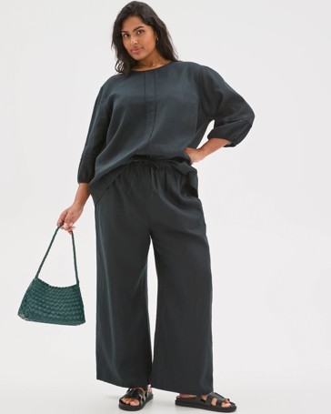 Plus Size European Linen Wide Leg Pants