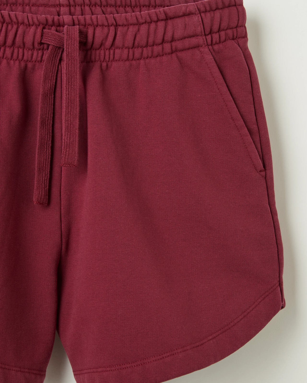 Australian Cotton Blend Curved Hem Fleece Shorts - Burgundy 6 of 6