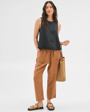 European Linen Seam Detail Pants