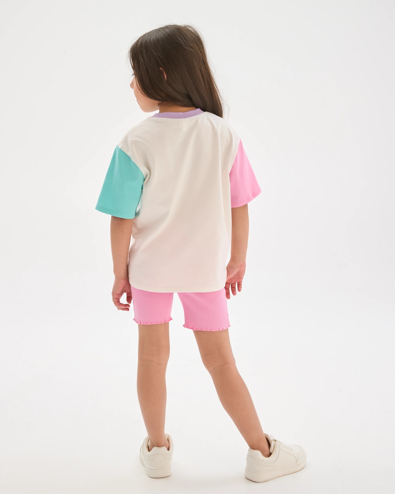 Australian Cotton Blend T-Shirt and Bike Shorts Set - Multi Colourblock 4 of 5