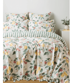 Lucia Lemon Floral Australian Cotton Quilt Cover Set