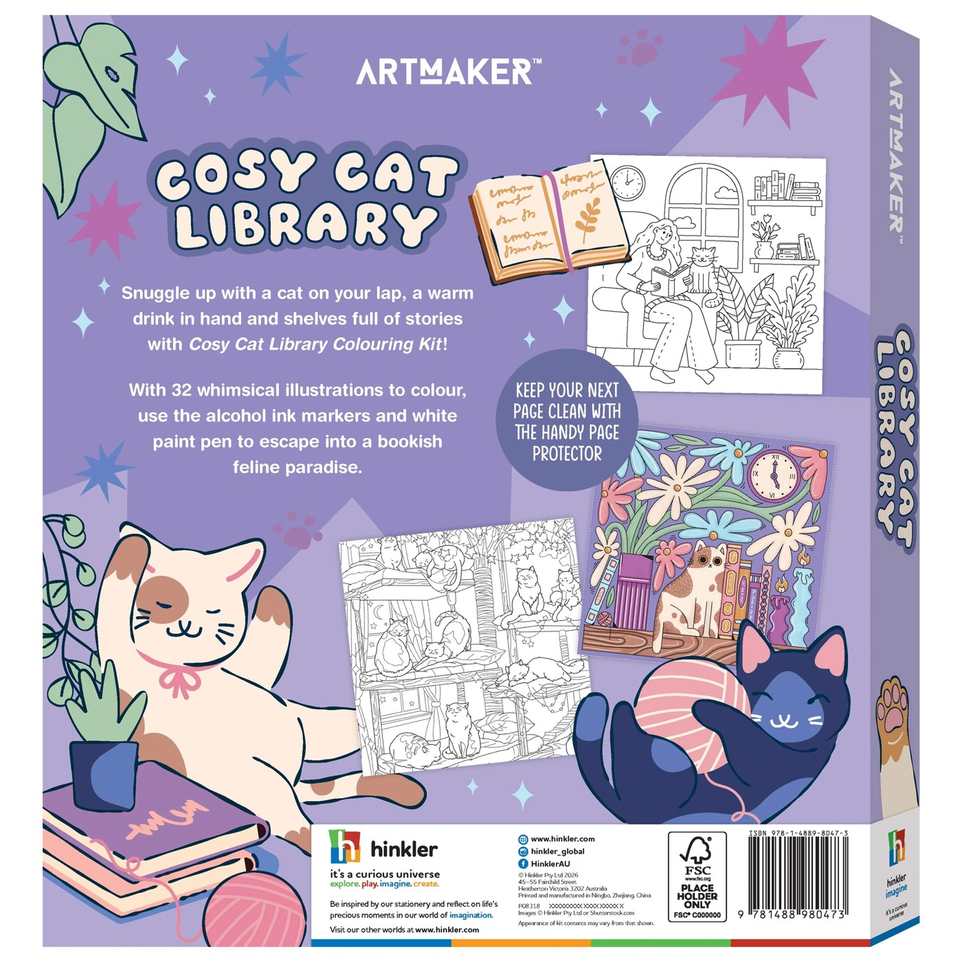 ArtMaker Cosy Cat Library: Creative Colouring Kit - Book 5 of 5