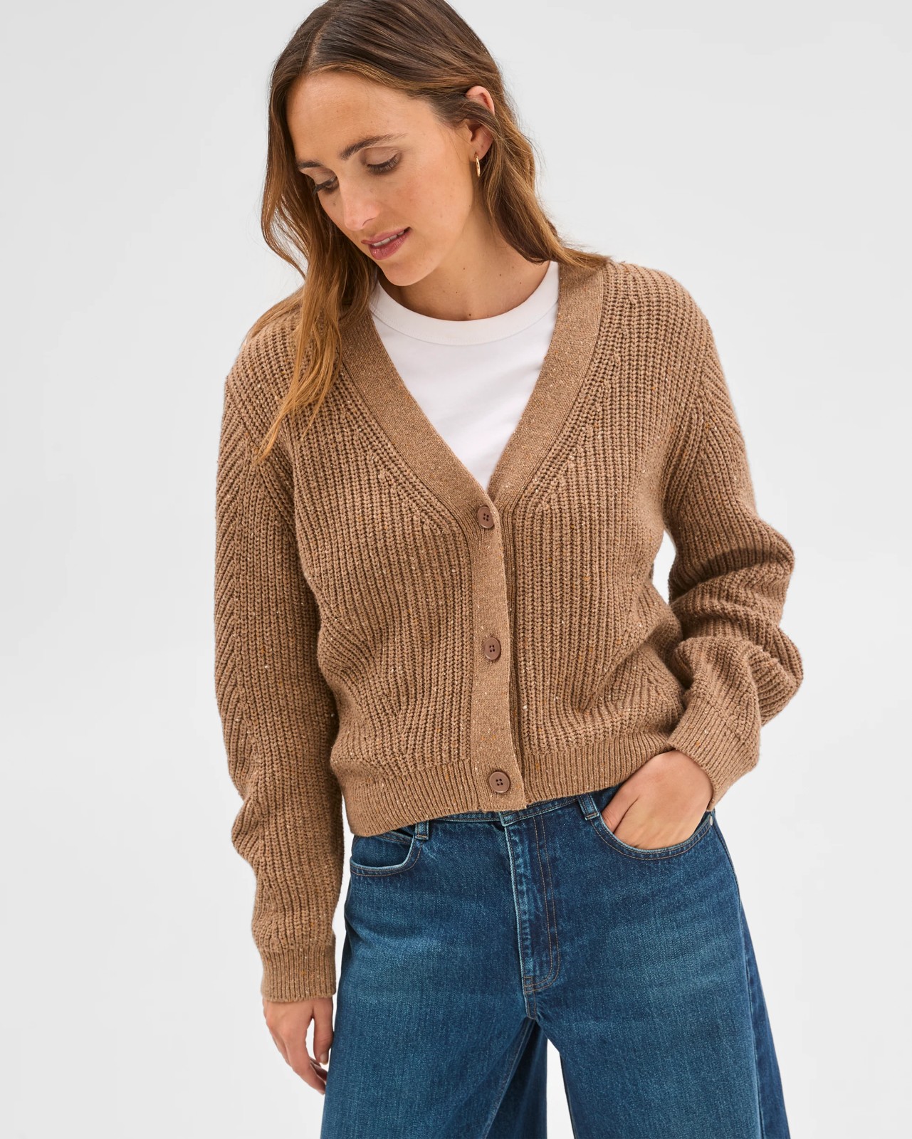 Australian Cotton Blend V-Neck Knit Cardigan - Partridge 5 of 6