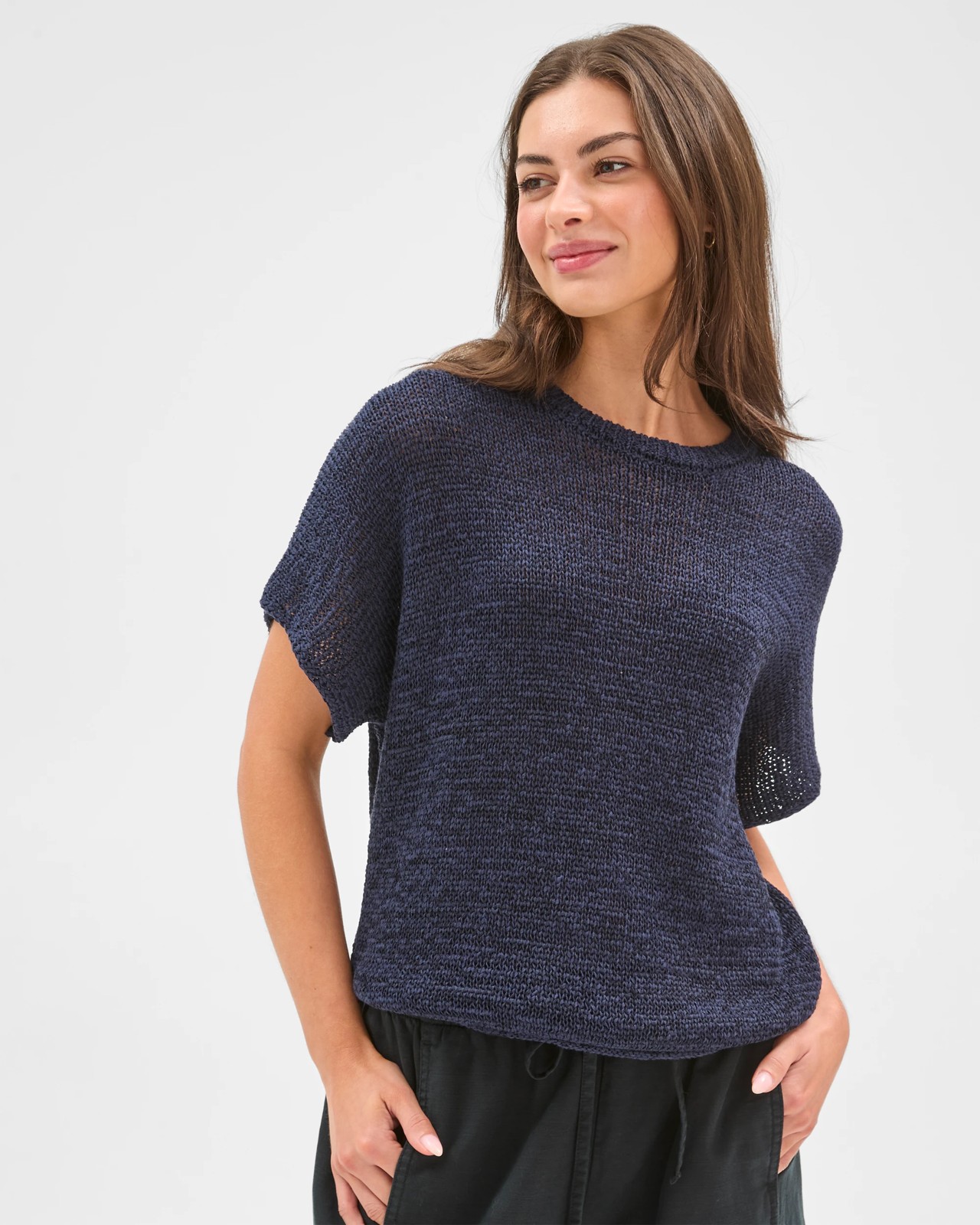 Petites Australian Cotton Blend Tape Yarn Knit T-Shirt 3 of 6