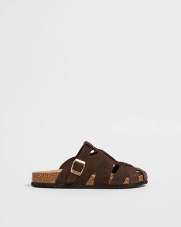 Caged Leather Moulded Cork Sandal - Nita