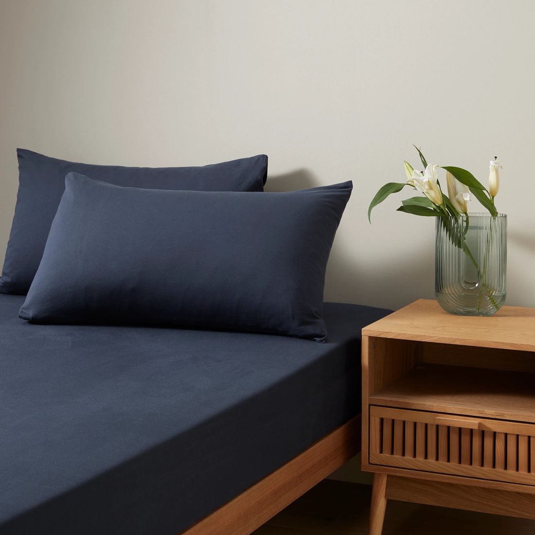 Jersey Fitted Sheet With Pillowcase Navy Blue Target Australia