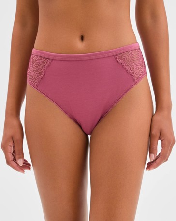 Australian Cotton and Lace 2 Pack High Cut Briefs