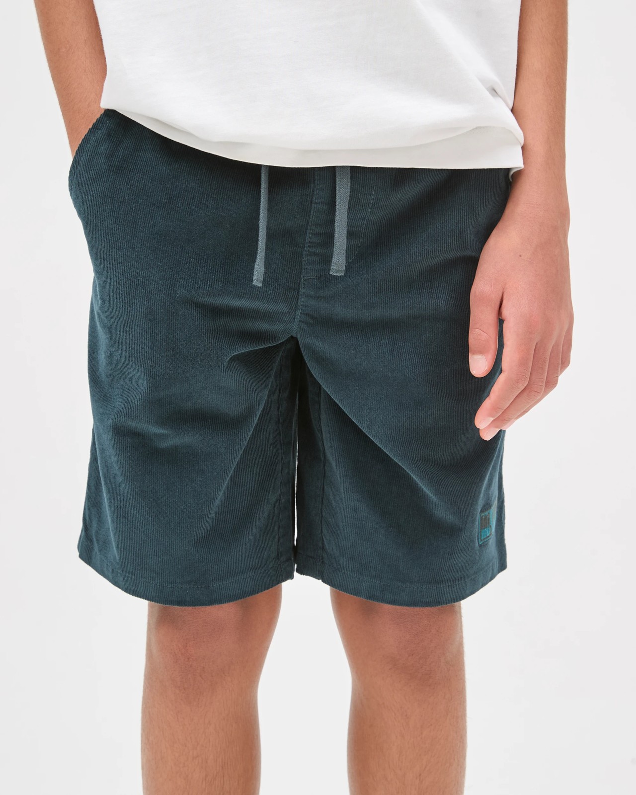 Cotton Elastic Waistband Corduroy Shorts - Green 3 of 6