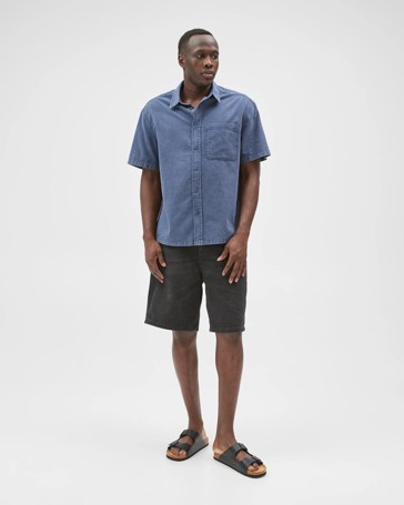 Commons Australian Cotton Plain Textured Boxy Fit Short Sleeve Shirt
