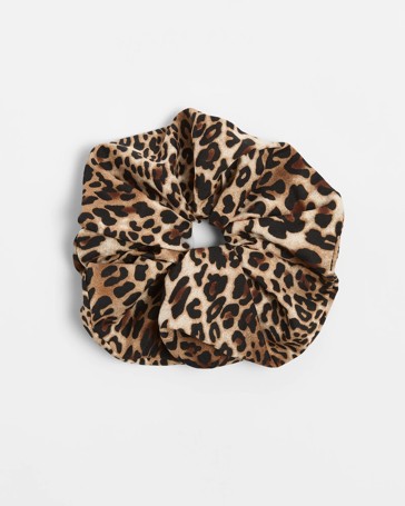 Oversized Ocelot Leopard Satin Scrunchie