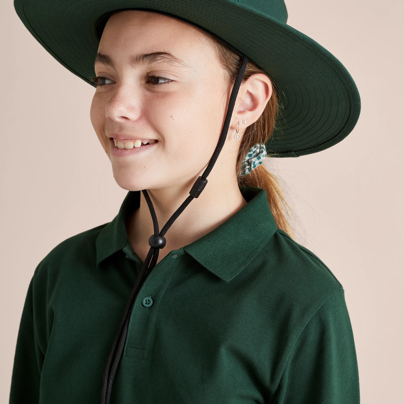 Kids Wide Brimmed School Hat - Bottle Green 5 of 5