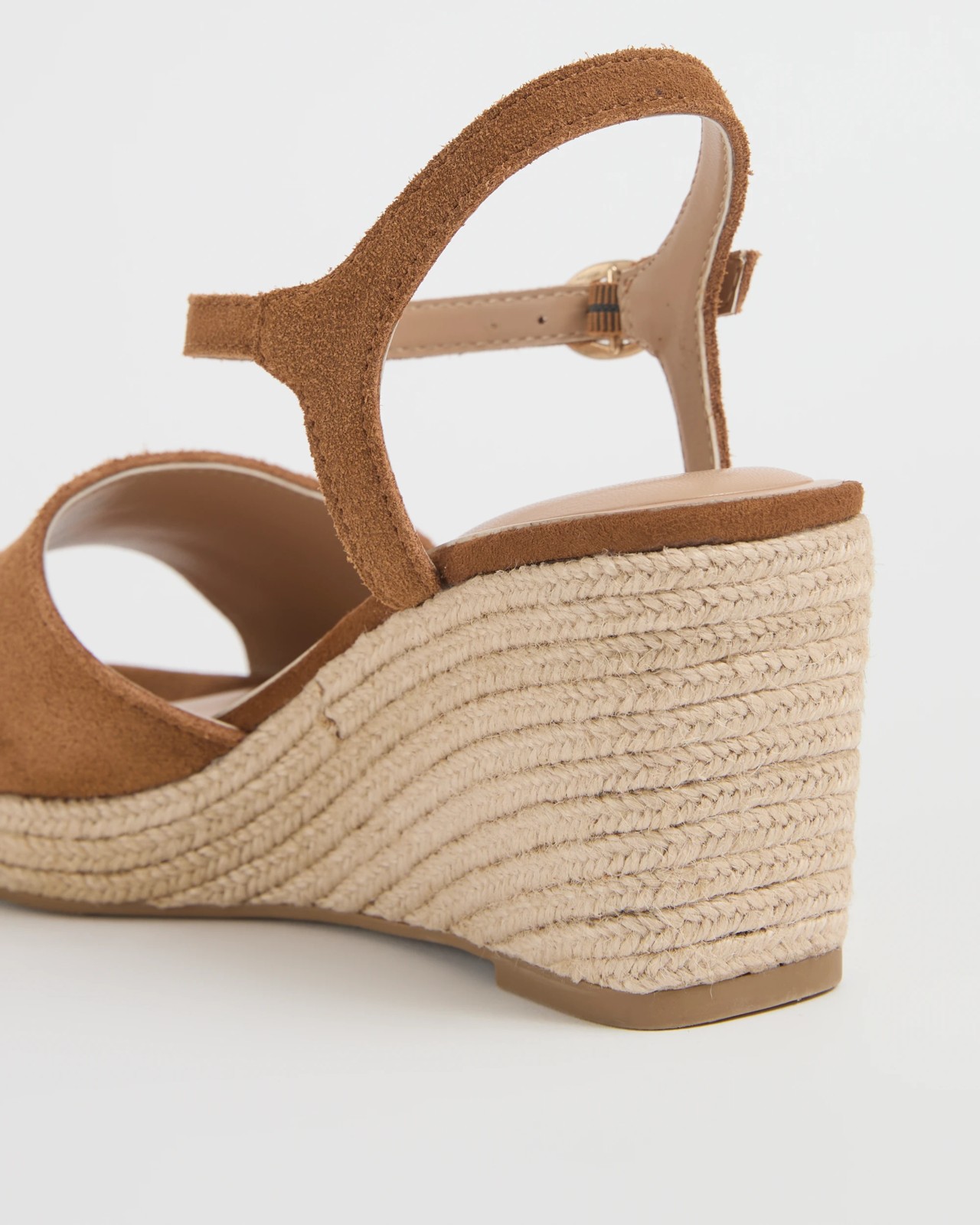 Genuine Suede Leather Espadrille Wedge Sandals - Tan 3 of 3