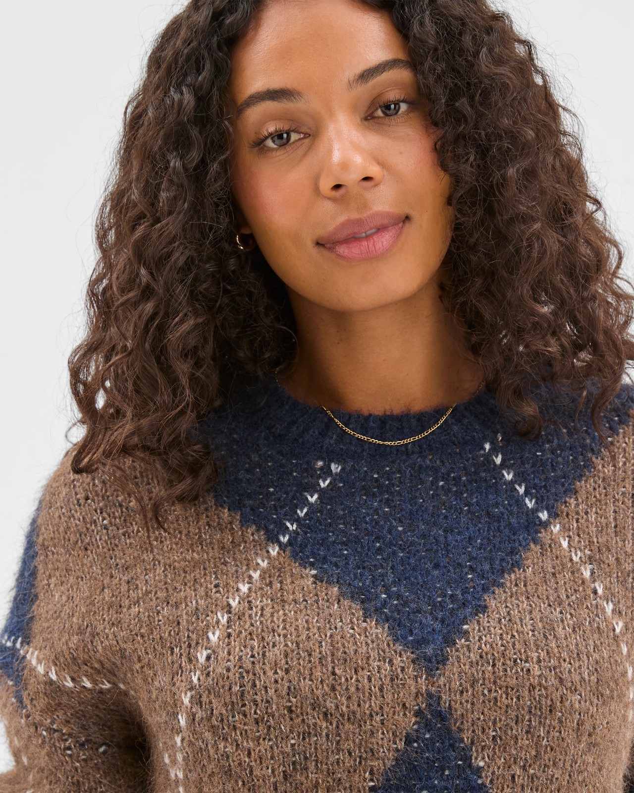 Oversized Argyle Knit Jumper 3 of 5