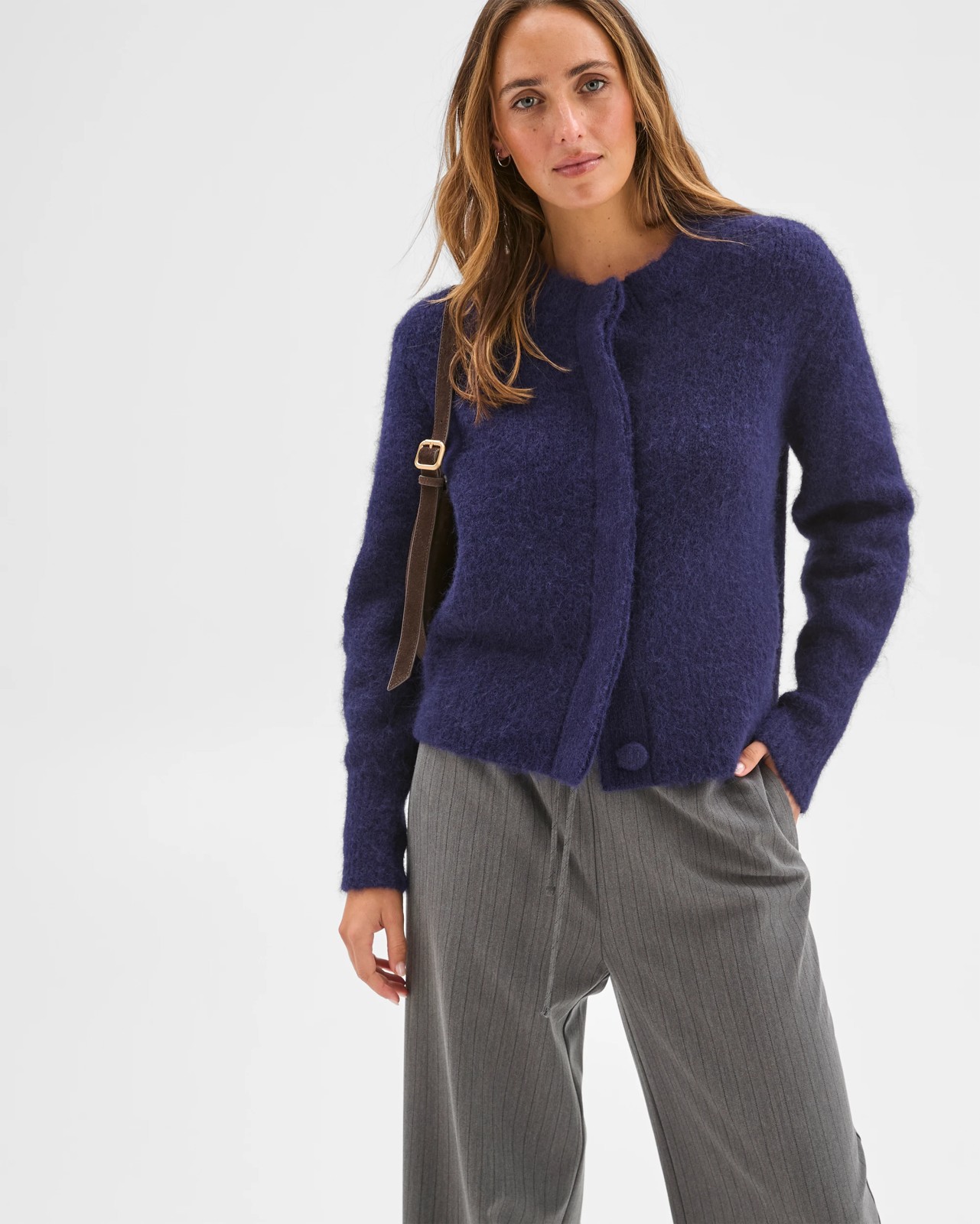 Preview Long Sleeve Plush Cardigan - Ink Navy 3 of 6