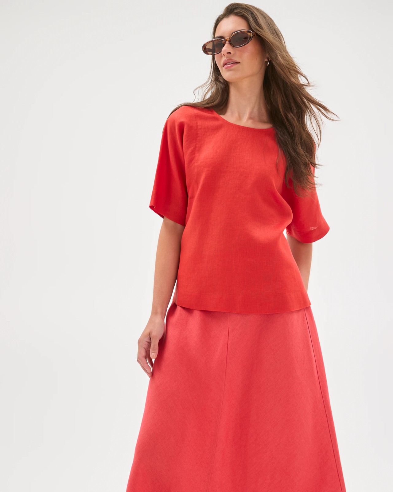 Petites European Linen Woven Top - Warm Terracotta 4 of 5